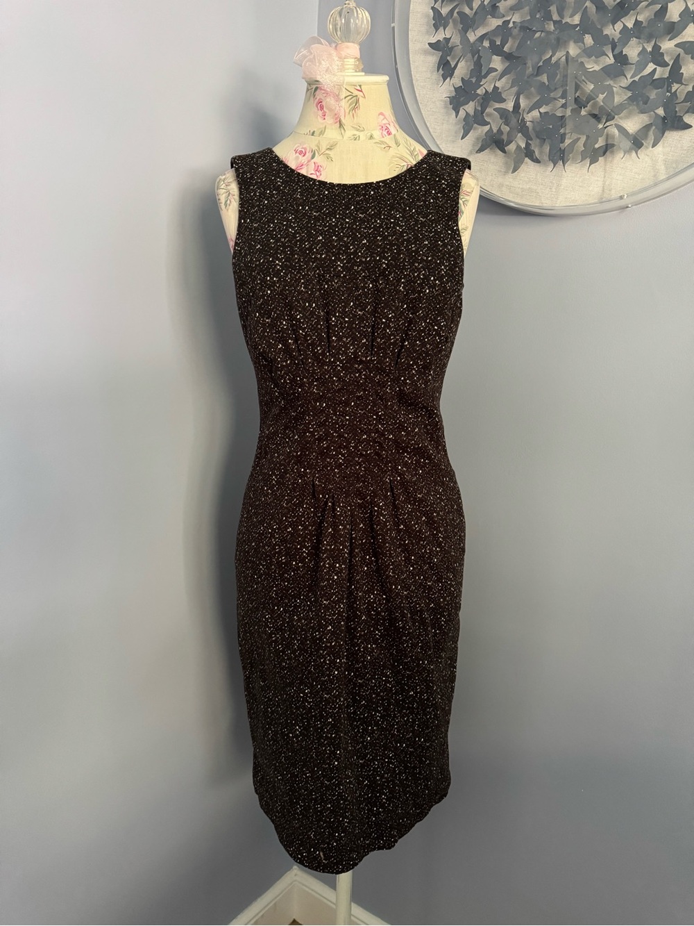 Etcetera Black and Brown Speckled Sleeveless Midi Dress